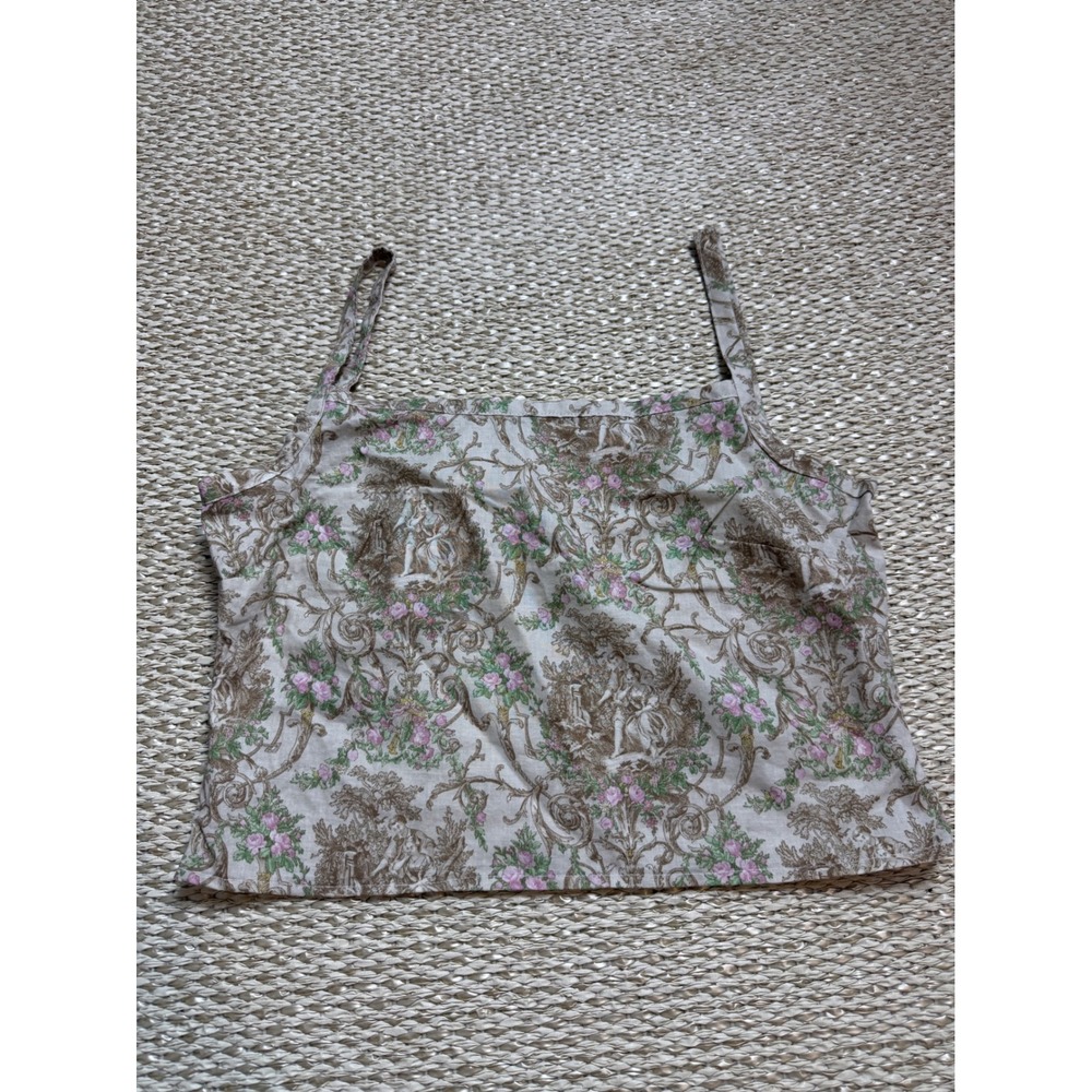 Vintage stylerToile de Jouy Floral Camisole tank top ren fair Cottagecore Large